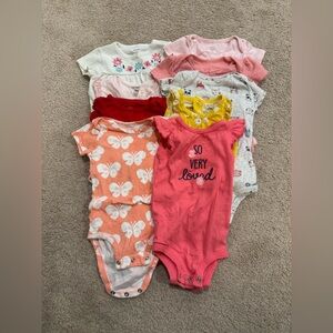 Lot of 9 Baby Girl Bodysuits Summer Outfit Size 9 Months